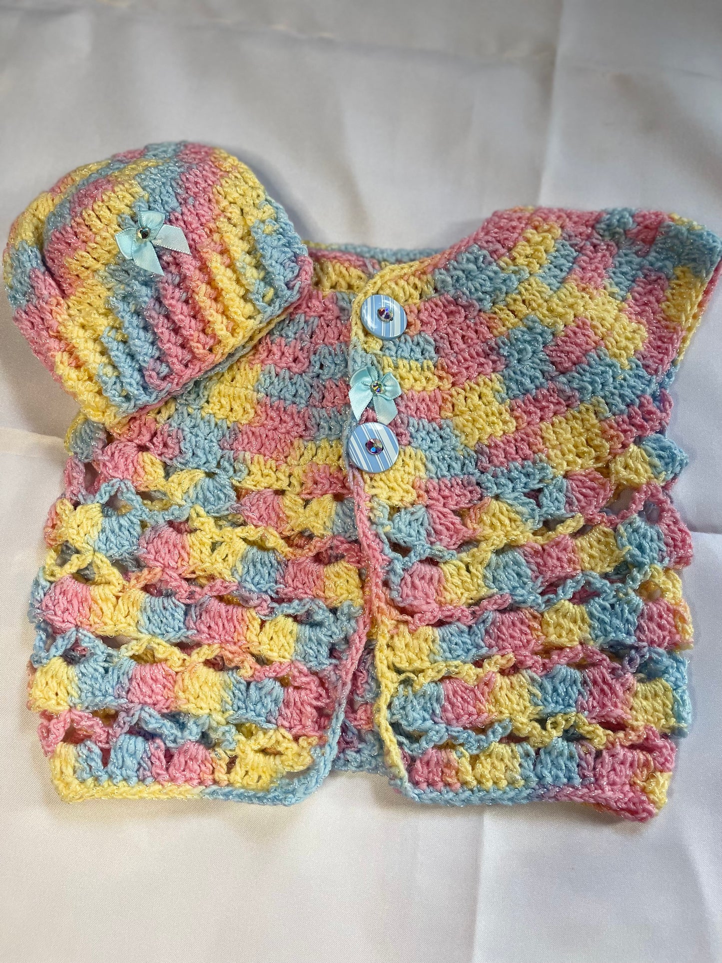 Crochet Baby Girl Vest/Hat Set