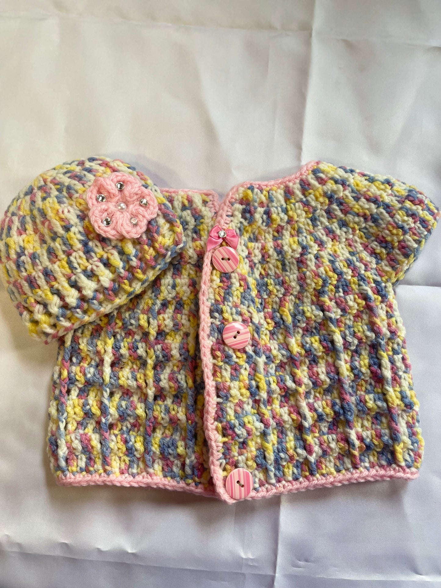 Crochet Baby Girl Sweater/Hat Set